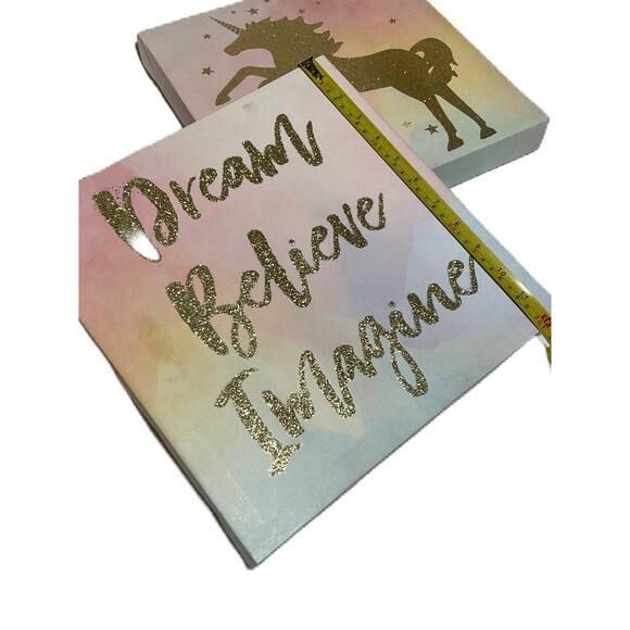 3 Piece Unicorn Cavas-2 with Unicorns & 1 with “Dream, Believe, Imagine” - Picture 2 of 5